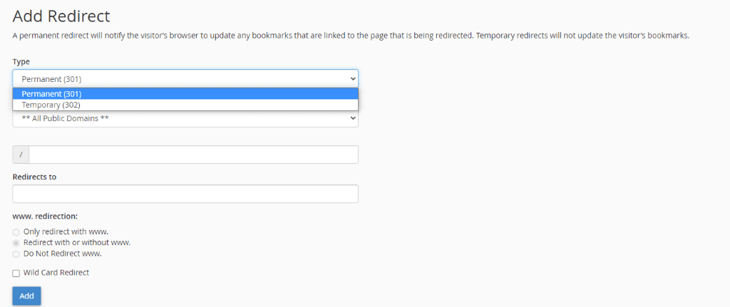 Add Redirects in cPanel | BigCloudy KB