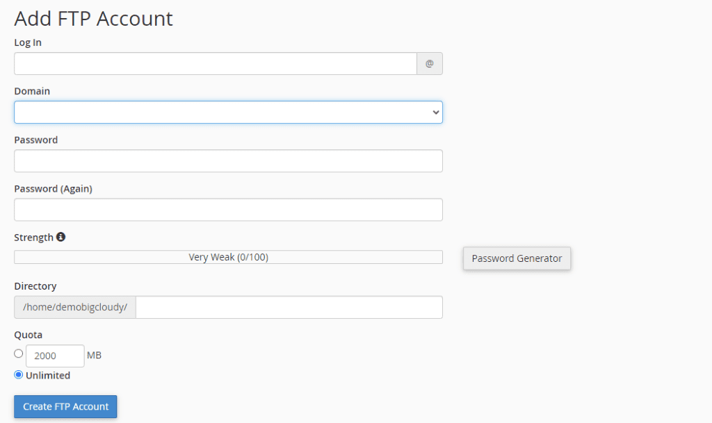 Add FTP Account | BigCloudy KB