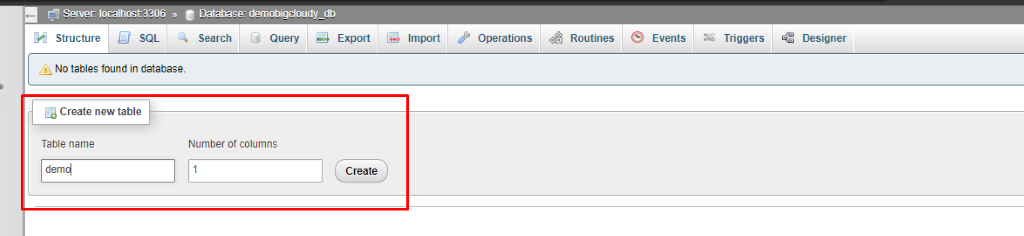 Manage Table in phpMyAdmin | BigCloudy KB 