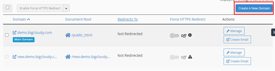 Create New Domain | BigCloudy KB 