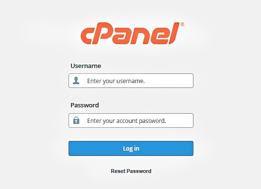 cPanel login dashboard 